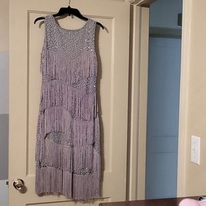 Fringed Gatsby Flapper Dress Gray